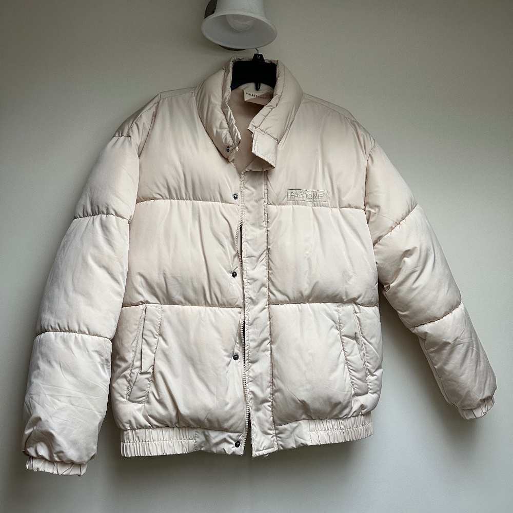Forever 21 Women's Cream Puffer Coat